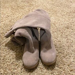 knee high grey suede boots